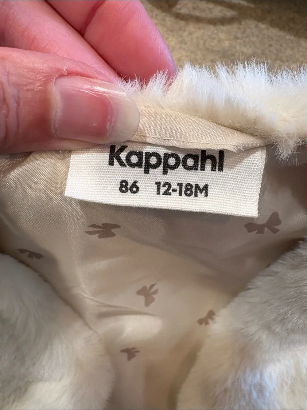 Kappahl Cream Faux Fur Kids Vest 12-18mo toddler girl